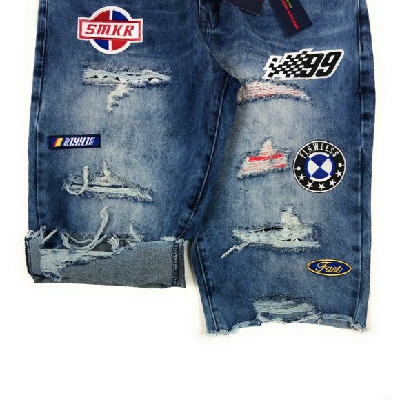 Smoke Rise Distressed Light Wash Denim Jean Shorts - Picture 8 of 10